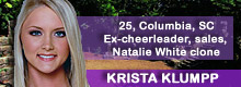 Krista Klumpp, 25, Smiths Station, AL; ex-Auburn cheerleader, snake oil sales, Natalie White clone Krista Klumpp