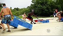 Heroes dragging boat bits