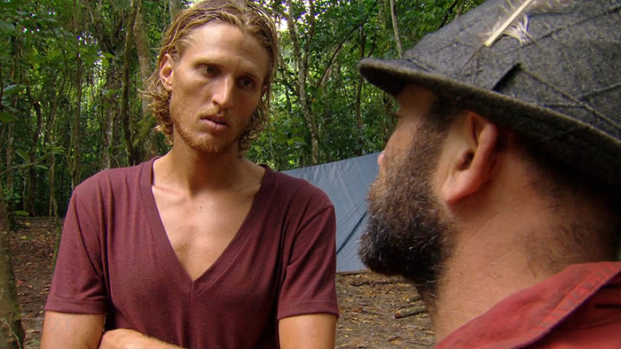 Russell telling Tyson he is planning to vote Parvati himself Russell telling Tyson he is planning to vote Parvati himself
