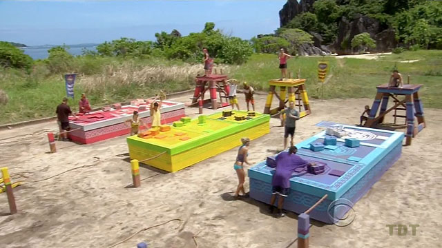 Kalabaw already mid-first puzzle, Tandang untied, Matsing just about to untie