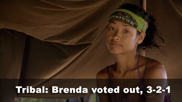 Brenda voted out, 3-2-1