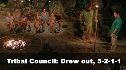 Drew voted out, 5-2-1-1
