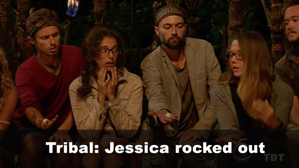 Jessica draws the black rock, is eliminated