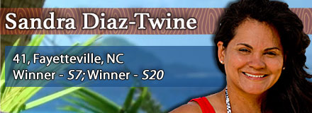 Sandra Diaz-Twine, 41, Fayetteville, NC; winner - S7: Pearl Islands, winner - S20: HvsV