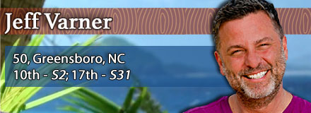 Jeff Varner, 50, Greensboro, NC; 10th - S2: The Australian Outback, 17th - S31: Cambodia - Second Chance