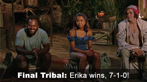 Erika wins, 7-1-0