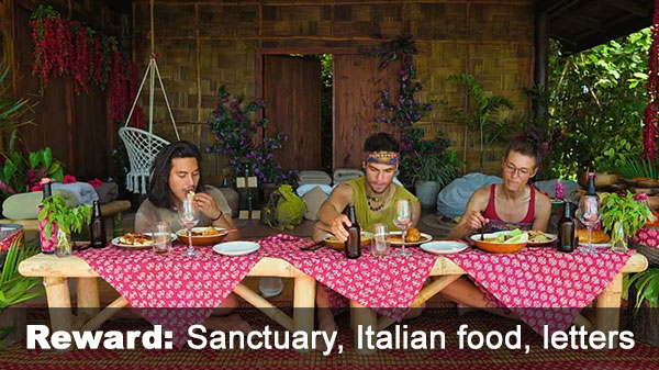 Sam takes Andy, Genevieve to Sanctuary for Italian food, letters from home, heist plotting