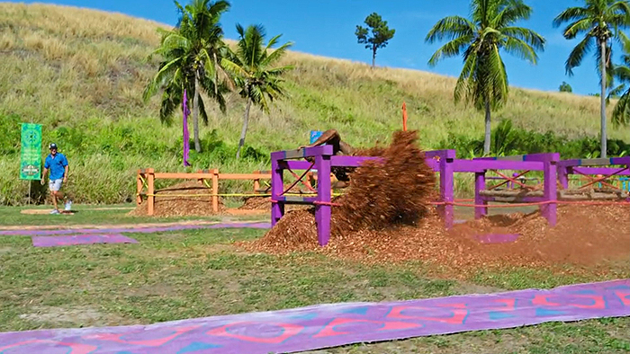 David flinging wood chips
