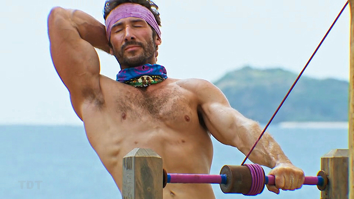 One-handed David, showing off