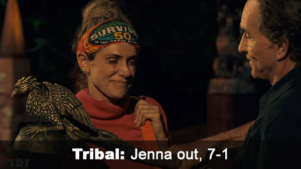 Jenna out, 7-1