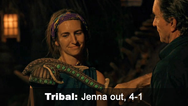 Jenna out, 4-1