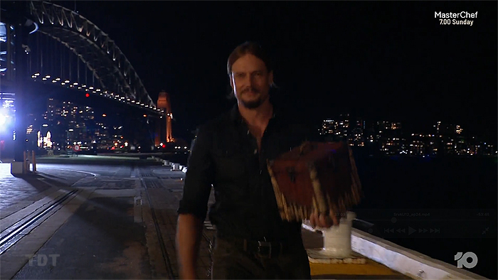 David walking the urn in