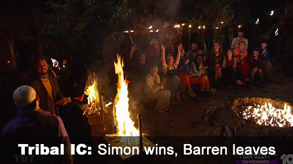 Simon wins fire-making