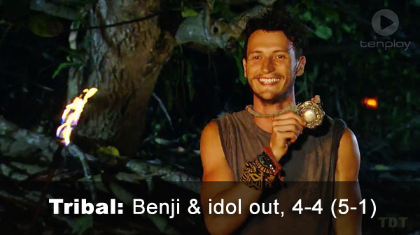 Benji out, 4-4 (5-1 on revote)