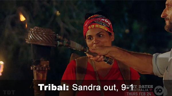 Sandra out, 9-1
