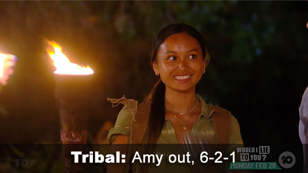 Amy out, 6-2-1