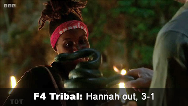Hannah out, 3-1